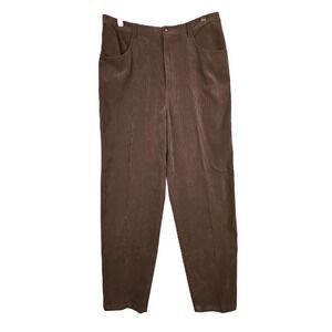 Talbots Pants Womens 12 Velvet Velour Brown Lined High Waist Straight Leg Slacks